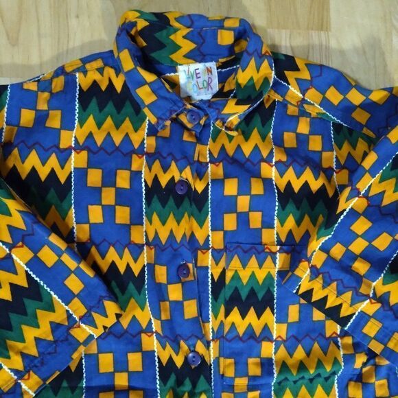 Vintage Live In Color Geometric Pattern Zig Zag Shirt - Picture 1 of 7